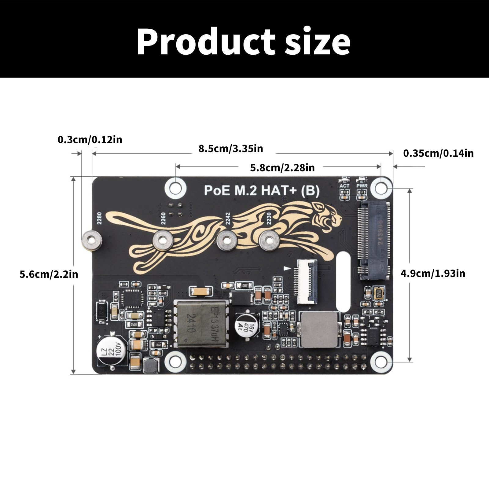 Adaptador PCIe Nvme admite alimentación NVMe a través de Ethernet Alimentación a través de Ethernet para Adaptador de Disco sólido 2230/2242 / 2260/2280