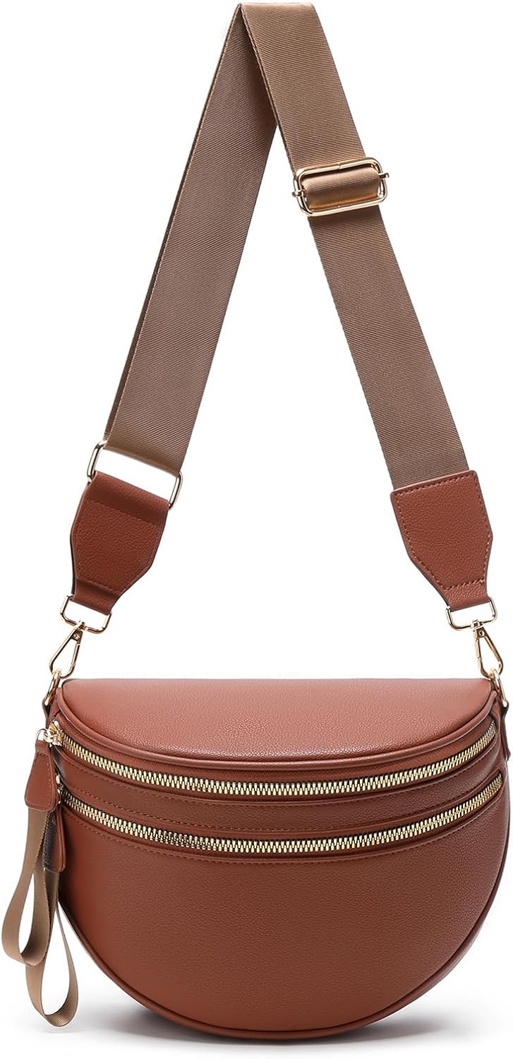 crossbody bags for women Lightweight Fanny Pack Spacious emmafy Sling Bag for Travel, Gym, Running & Daily Use (Black)