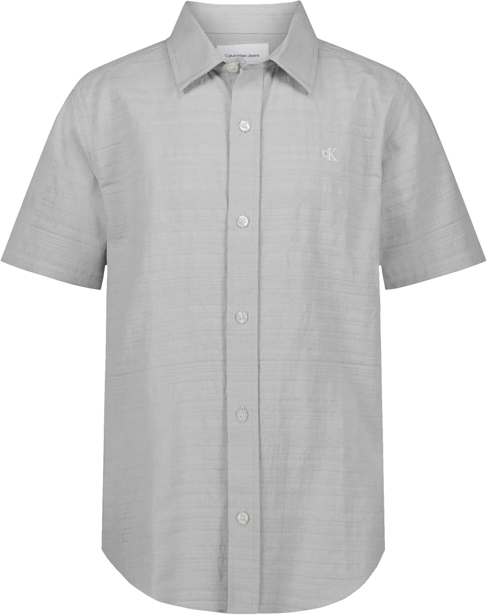 Calvin Klein Boys' Short Sleeve Woven Button-Down Shirt