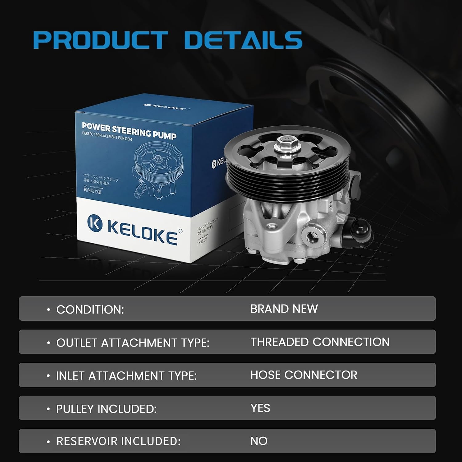 KELOKE Power Steering Pump, with pulley, Compatible with Honda Civic 2006 2007 2008 2009 2010 2011, L4 1.8L, Replace# 215456 56110RNAA01