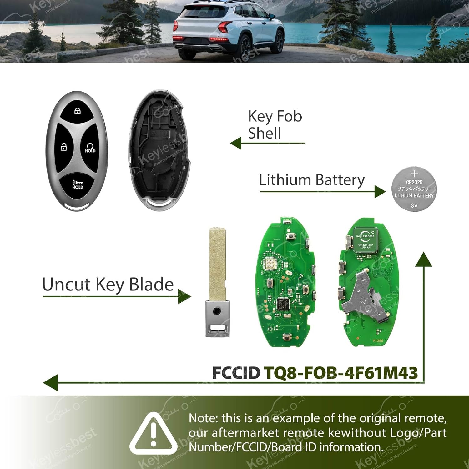 Replacement for 2023 2024 2025 2026 Hyundai Santa Fe MX5 Key Fob Remote Control TQ8-FOB-4F61M43 5 Buttons 433MHz