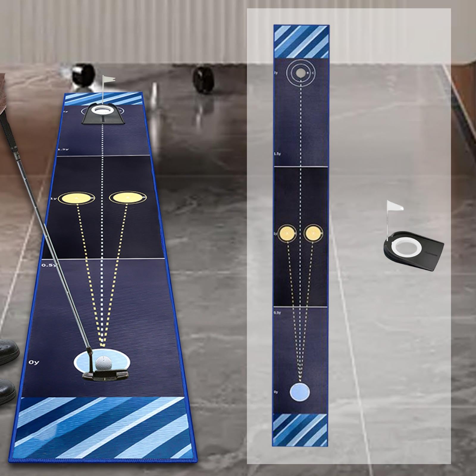 QSTDGVPW Golf Putting Mat Golf Hitting Mat Double Speed Improving Skills Putter for Office Garden Player Adults Golfer