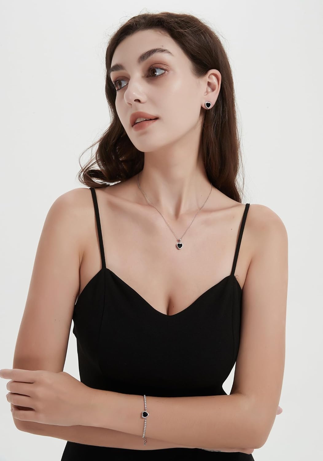 UDYLGOON Valentines Day Gift Cubic Zirconia LOVE Heart Jewelry Set Earrings Necklace Bracelet Set for Women Wedding Party Anniversary Birthday - Image 3