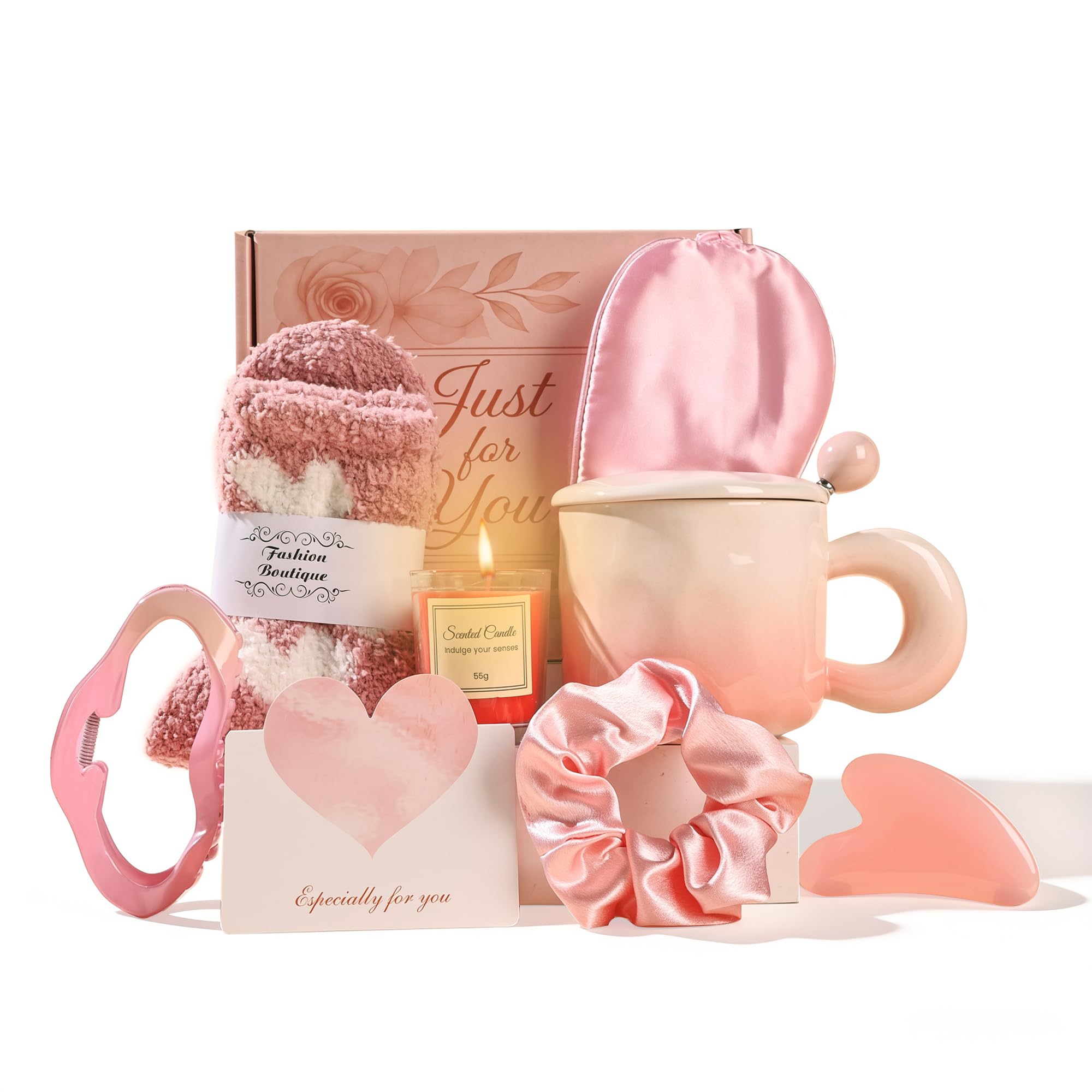 DEJIN Sunshine Gift Box for Women – Birthday Gifts for Her, Pamper Hamper, Box, Get Well Soon Present, Relaxation Self Care Kit, Valentines Gifts for Her, Birthday Hamper (Pink)