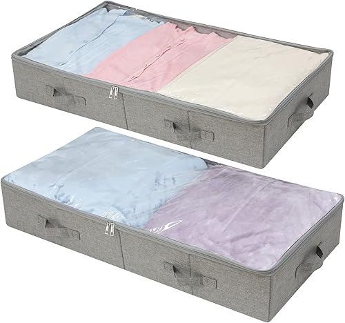 Miniatura 7 de iwill CREATE PRO Paquete de 2 cajas organizadoras de almacenamiento plegables de gran tamaño de 39.4 pulgadas con tapa, plegables y lavables, 6 asas