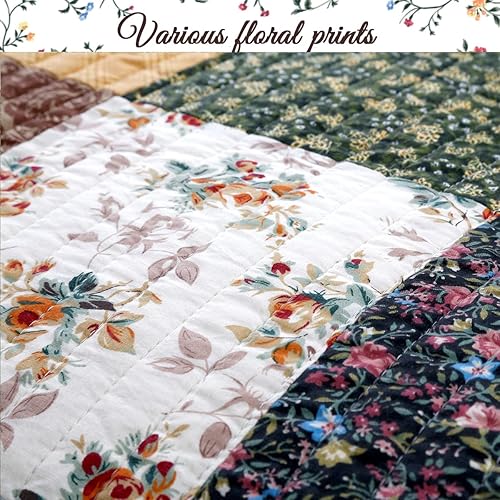 Vista 88 de Cozy Line Home Fashions - Juego de ropa de cama, edredón reversible 100% algodón, diseño floral campestre, tela de retazos, a cuadros, color rojo