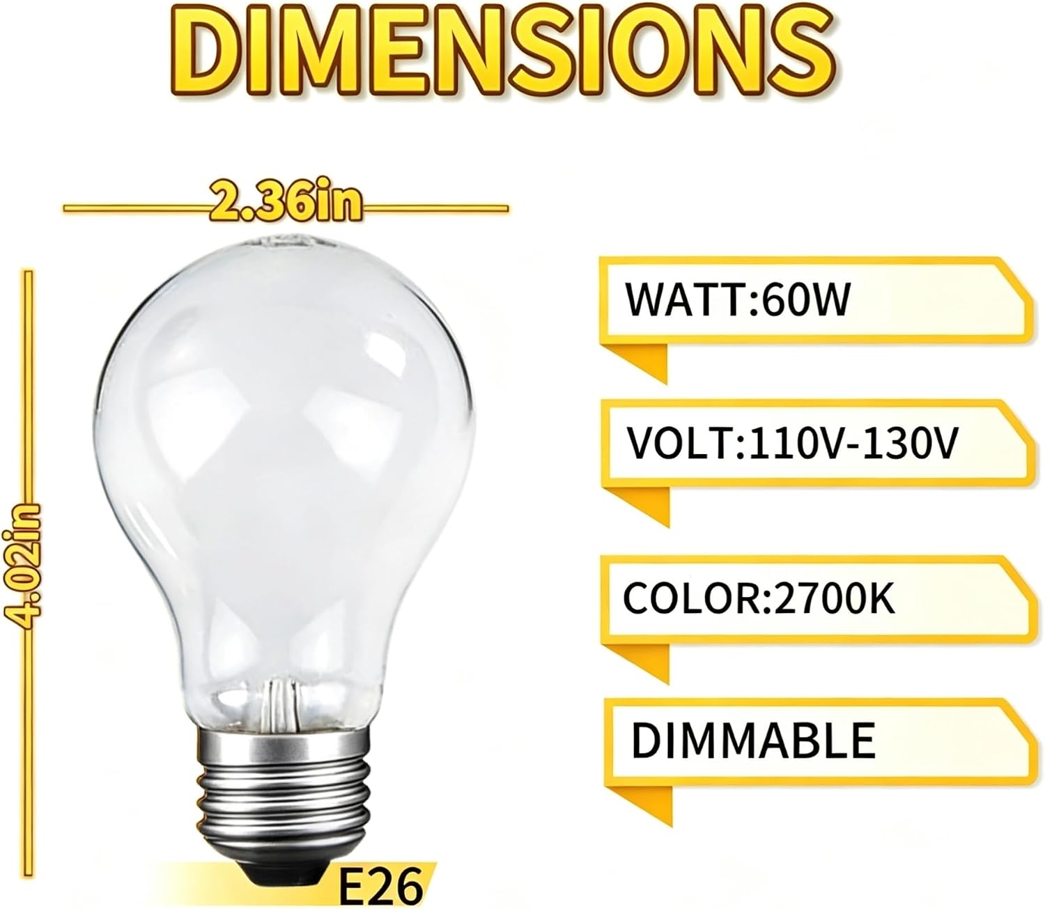 60 Watt Incandescent Light Bulbs, A19, Soft White, 4-Pack image 2
