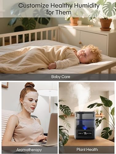 Miniatura 6 de FOHERE Humidificador inteligente para dormitorio, humidificador silencioso de niebla fría de 6 litros con tiempo de funcionamiento de 60 horas,