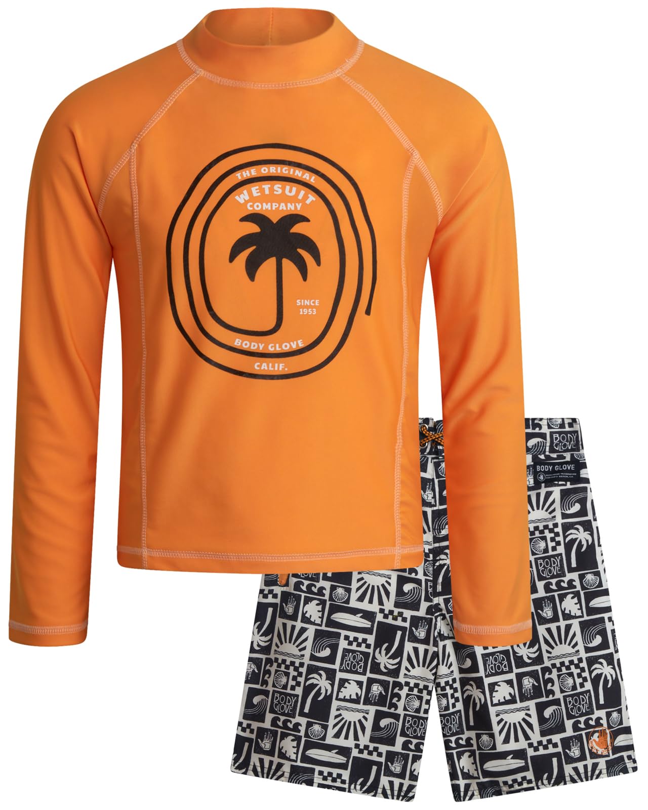 Body Glove Boys 2 Piece Swim Set Rash Guard &amp; Swim Trunks (Sizes 4-12)