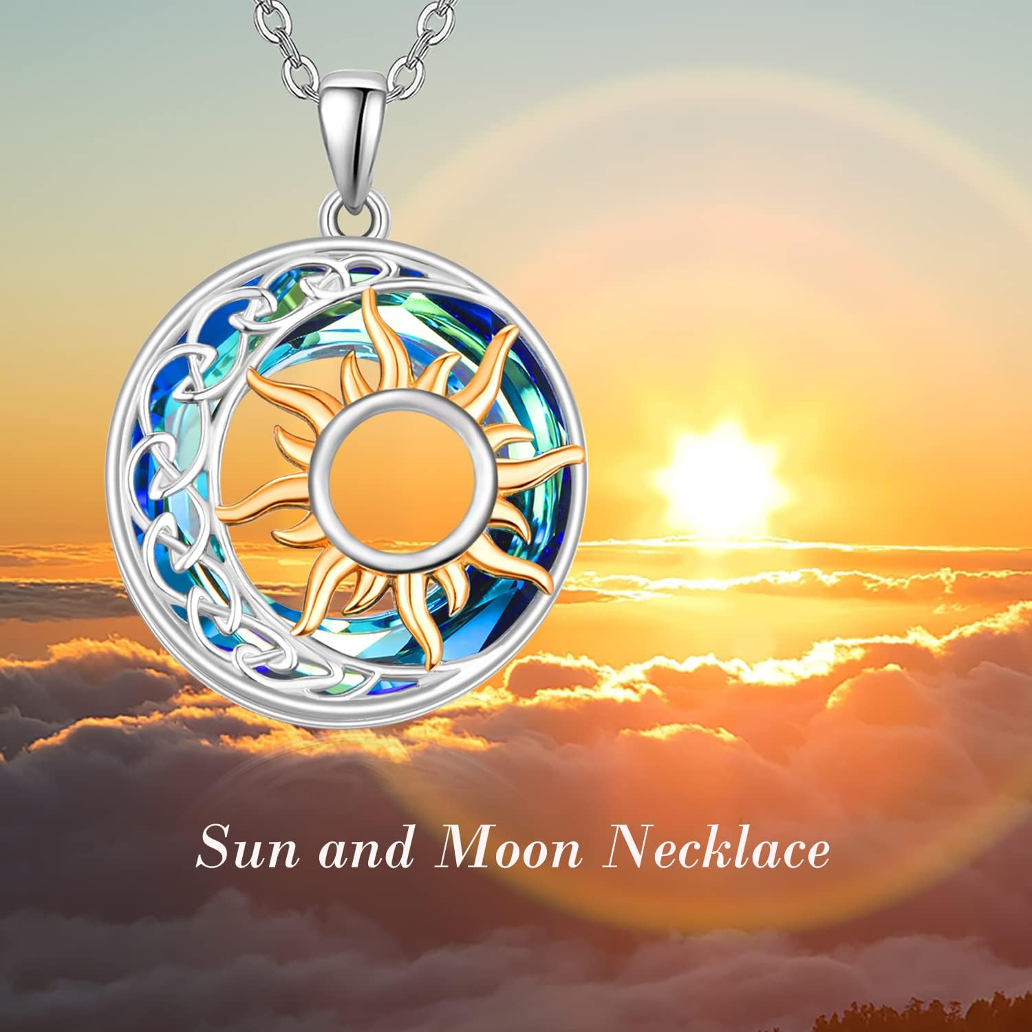 Dreamboat Sterling Silver Sun Moon Necklace for Women Crescent Moon Sun Necklace Celestial Jewelry Gifts - Image 4