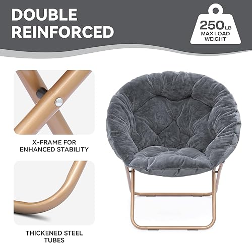 Miniatura 7 de Magshion Silla platillo para adultos, cómoda silla de sala de estar para dormitorio, esquina, dormitorio, apartamento, asiento circular esponjoso de