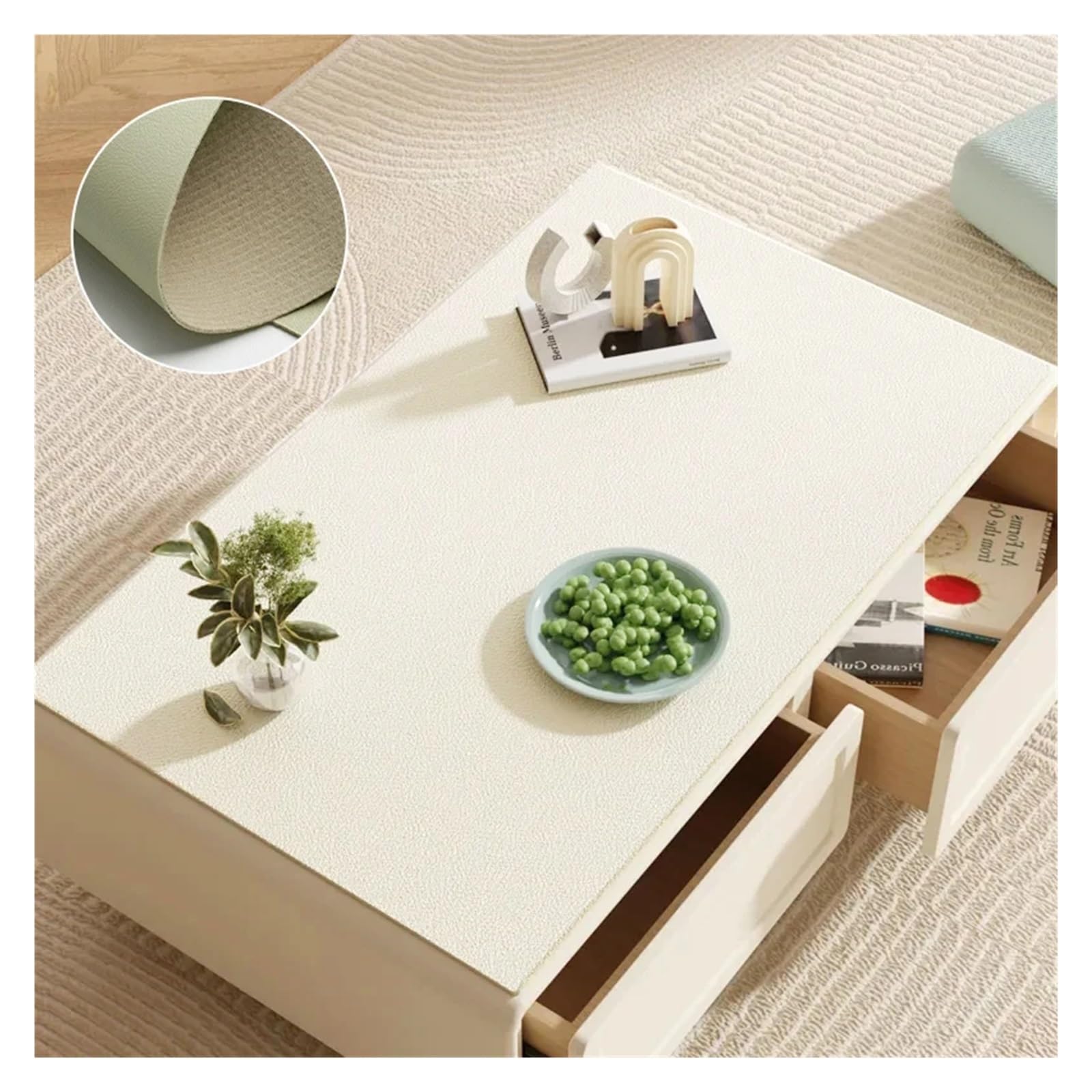 Tappetino Scrivania In Pelle Tovaglietta in pelle impermeabile, resistente all'olio, for cucina, sala da pranzo, scrivania for studenti, panno antipolvere(B2 Beige,S 40x120cm)