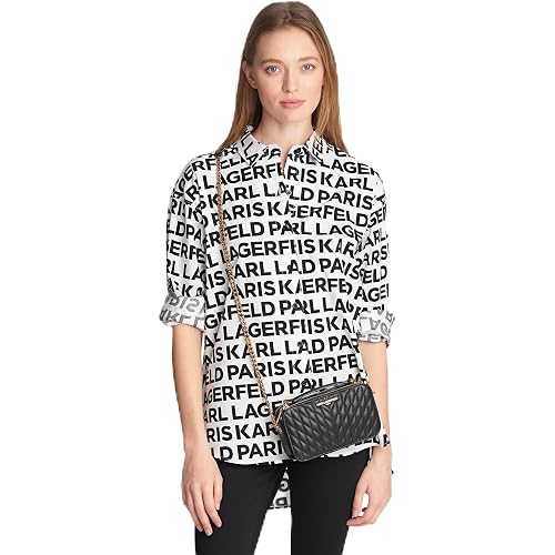 Karl Lagerfeld Women's All Over Print Everyday Essential Button Down