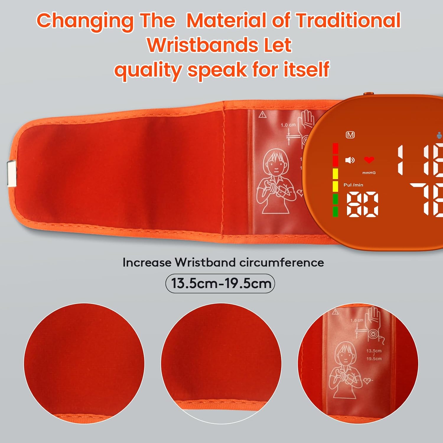 Double love Wrist Blood Pressure Monitor for Home Use - Upgraded Large LED Screen, Dual User 240 Memories with Carrying Case, Voice Broadcast, Adjustable bp Cuff (5.3-7.6 inches) - Orange