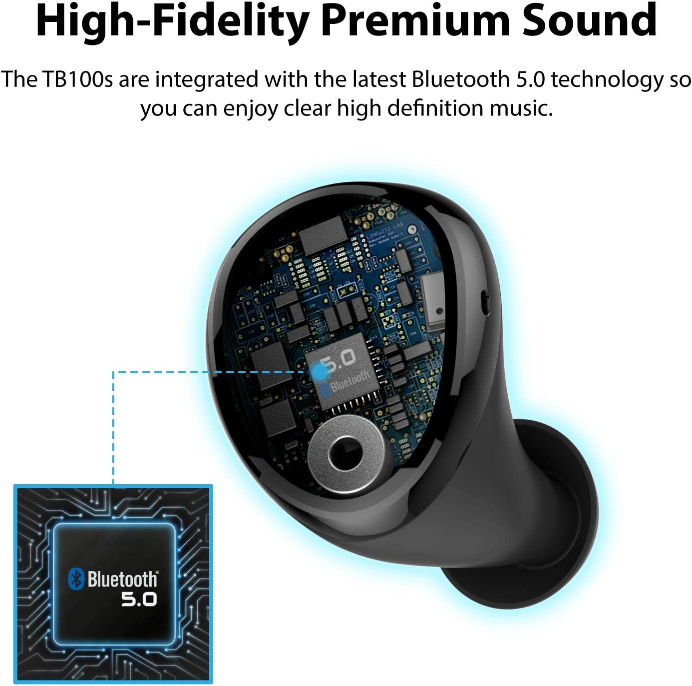 iLuv TB100 Silver True Wireless Earbuds Cordless in-Ear Bluetooth 5.0 with Hands-Free Call Microphone, IPX6 Waterproof Protection, High-Fidelity Sound; Includes Compact Charging Case & 3 Ear Tips