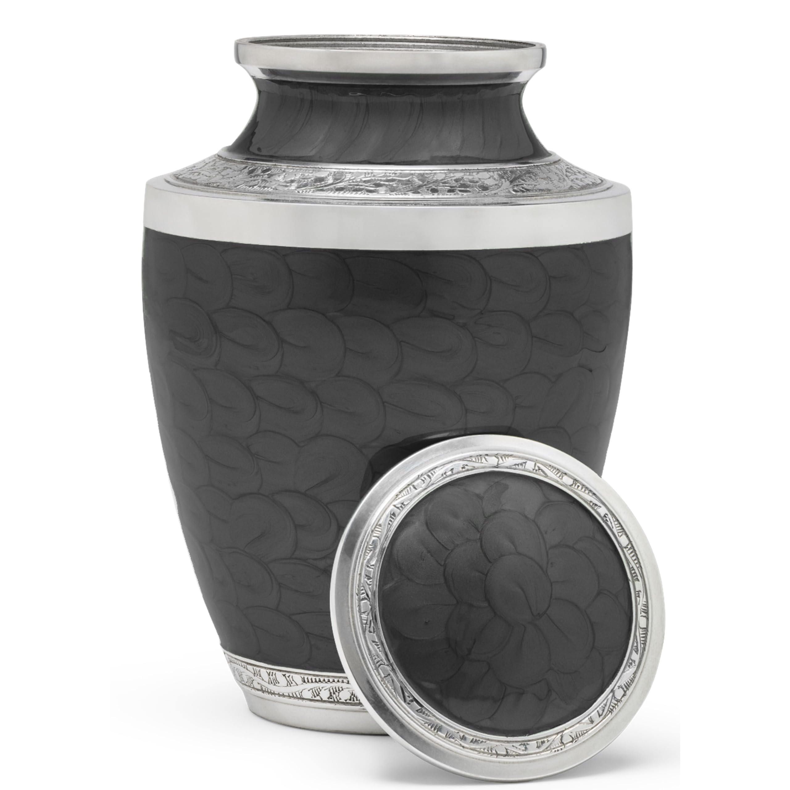 Eternal Harmony Black Cremation Urn For Human Funeral Ashes With Elegant Finishes To Honor And Remember Your Loved One (Carefully Handcrafted) (Black)