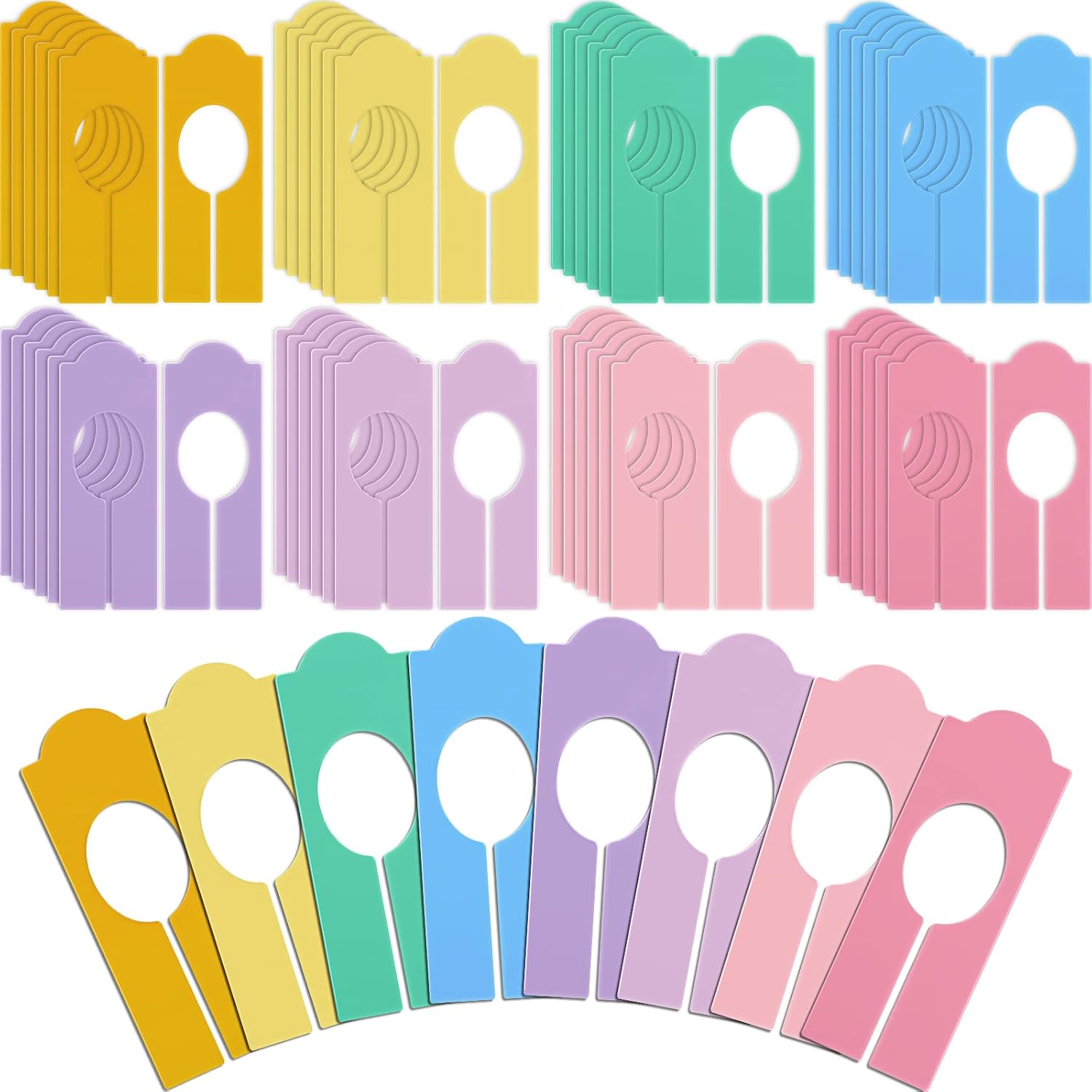 Sintuff 64 Pcs Hanging Closet Size Dividers Clothing Rack Dividers Rectangular Reusable Closet Separators for Clothing Racks Retail (Multicolor)