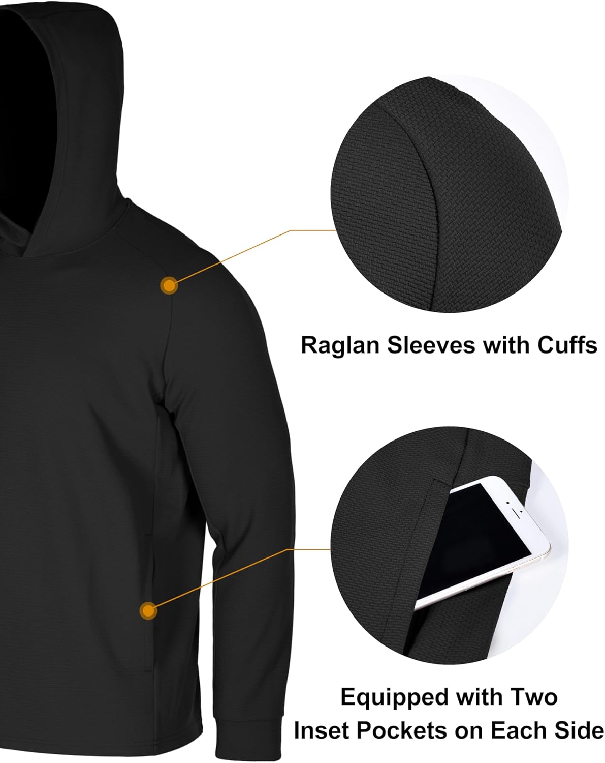 Zengjo Mens Pullover Hoodie Athletic Lightweight Hooded Workout Sweatshirt Moisture Wicking