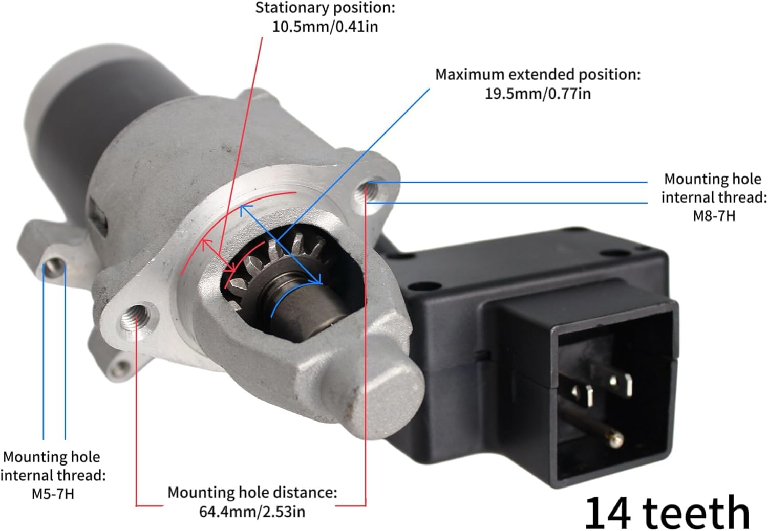 Electric Starter Motor JQ170-2 14Teeth Compatible with Ariens AX291 AX306 Deluxe 28" 30" Snowblower, Husqvarna 24" 27" 30" Snowblower,Suitable for Lct 291cc 306cc Engine Snow Blower