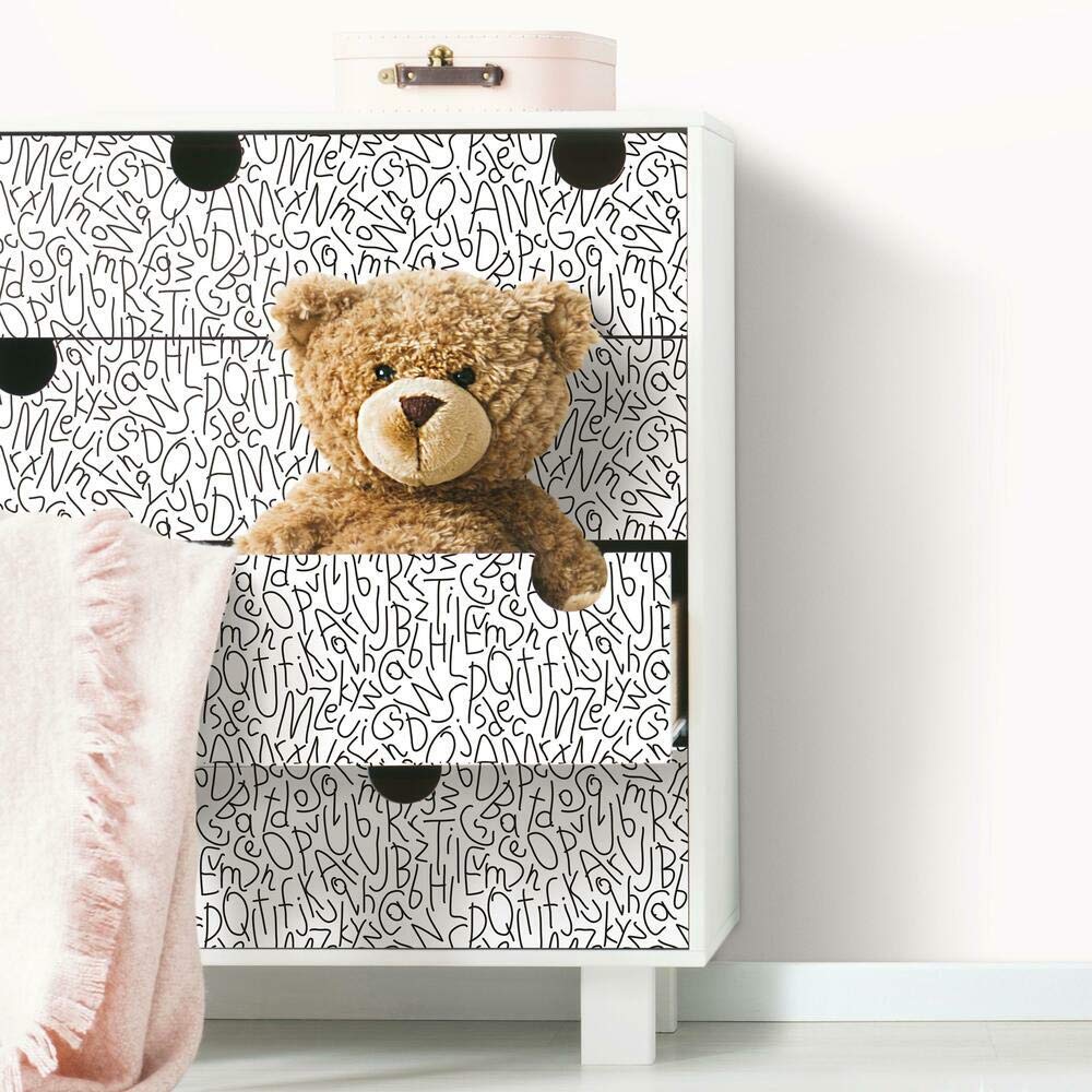 RoomMates Alphabet Jumble Peel and Stick Wallpaper, Black, Whie, 45.7 x 47.9 cm - Image 3