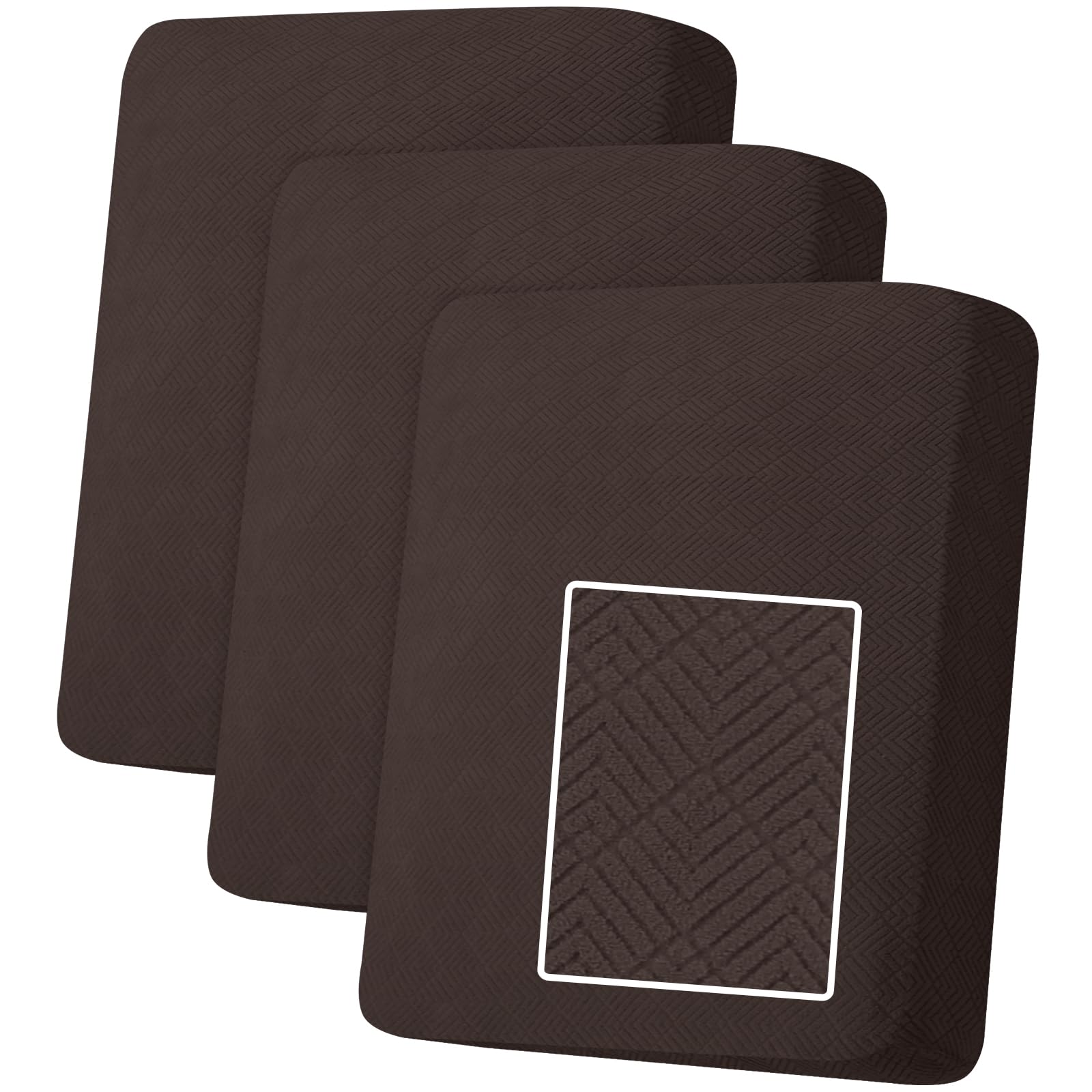 MAXIJIN Elastic Sofa Seat Covers, Universal Couch Seater Covers, Couch Seat Slipcover Protector Replacement for Individual Cushion with Elastic Bottom (Dark Coffee, 1 Seater*3)