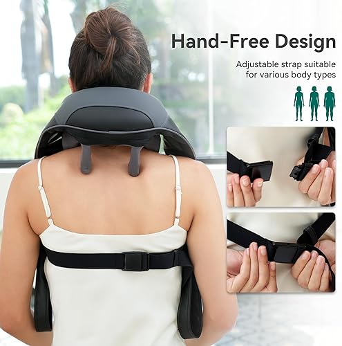 Miniatura 5 de Snailax Masajeador de cuello inalámbrico y hombros con calor relajante, amasamiento profundo 4D Upgarded, almohada masajeadora Shiatsu para cuello,
