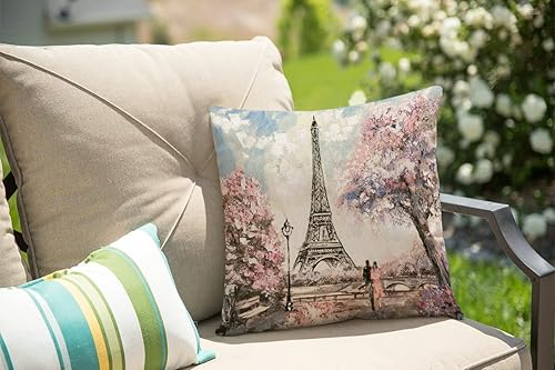 Miniatura 3 de Funda de almohada de la torre Eiffel de París, muebles de patio, amantes románticos, fundas de cojín decorativas de flores rosas, decoración del