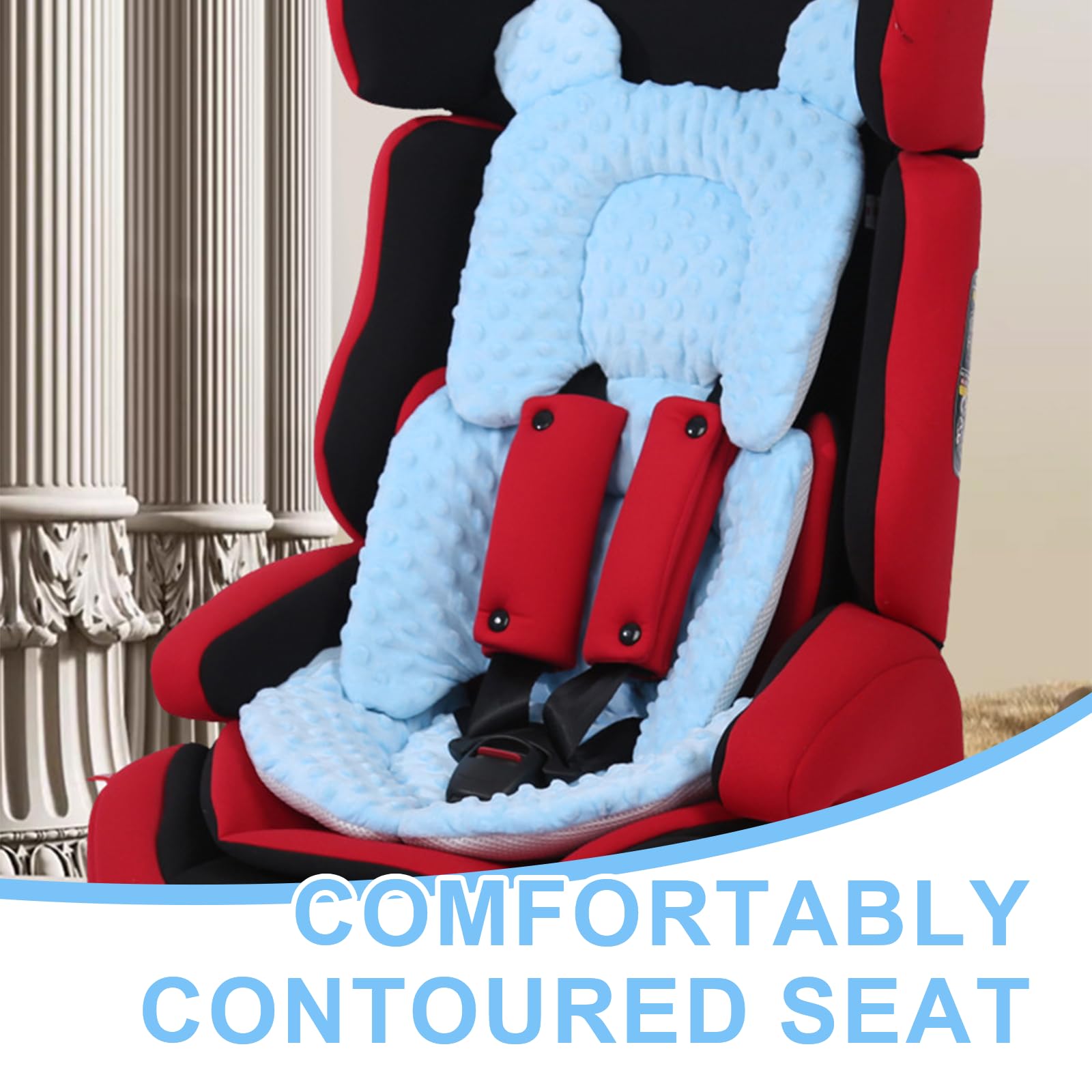 SHEKAKO Universal Baby Seat Pad, Car Seat Pad for Toddler, Infant Car Seat Insert, Reversible Car Seat Head and Body Support, Newborn Seat Cushion for Stroller, Baby Swing, Bouncer, Rocker (Blue, B)