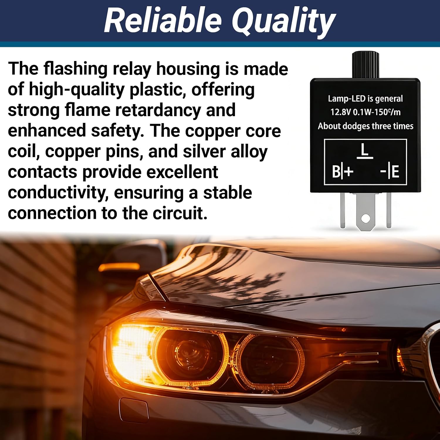 CF13 LED Flasher Relay Fix, EP34 3-Pin 12V LED Electronic Turn Signal Flash, Car Universal Turn Signal Light Falsher Relay Fix Hazard Warn Hyper Flash (Adjustable)