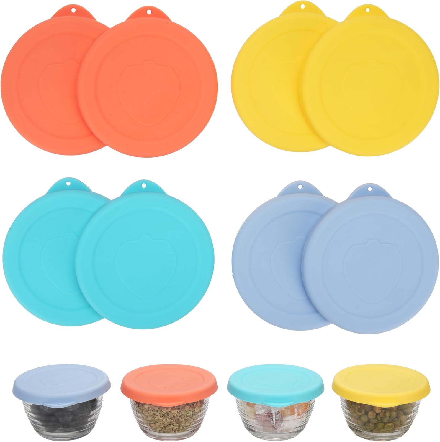 Silicone Replacement Lids Compatible with Libbey 6.25 oz Small Glass Bowls, Reusable Bowl Covers for Libbey Glass Food Container, Dishwasher & Microwave Safe, 8Pack (Only Lid)