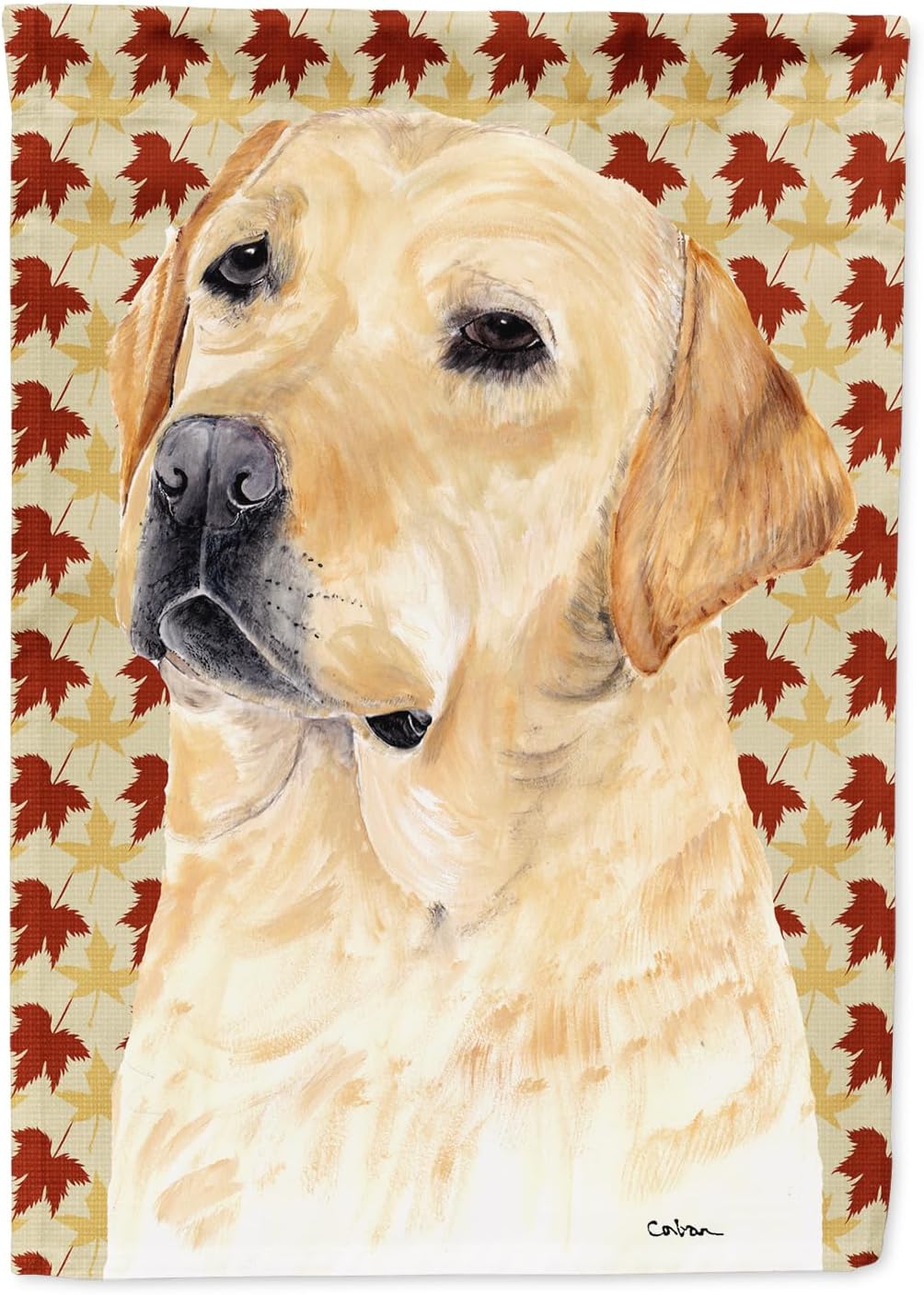 Caroline's Treasures SC9216GF Labrador Yellow Fall Leaves Portrait Garden Flag Mailbox Flag Decorative Yard Flag Banner Outside Patio Artwork Yard Flower Beds, Garden Size, Multicolor