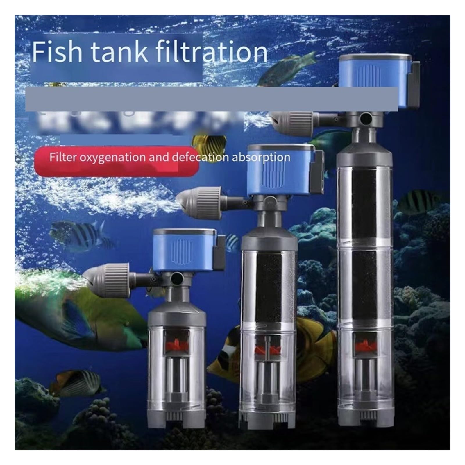 Pompa Filtro Piscina, 15W/25W/35W 6 in 1 Pompa Filtro WC for Pesci, Pompa a Bassa aspirazione Pompa Acqua Pompa Acquario Pompa Acqua Ossigeno Accessori Acquario(45W)