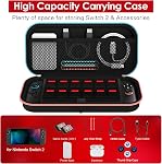 ivoler [Charging Cable Port] Carrying Case for Nintendo Switch 2 Console 2025, Travel Case with Charging Cable Port, Holds 12 Game Card Storage - Black