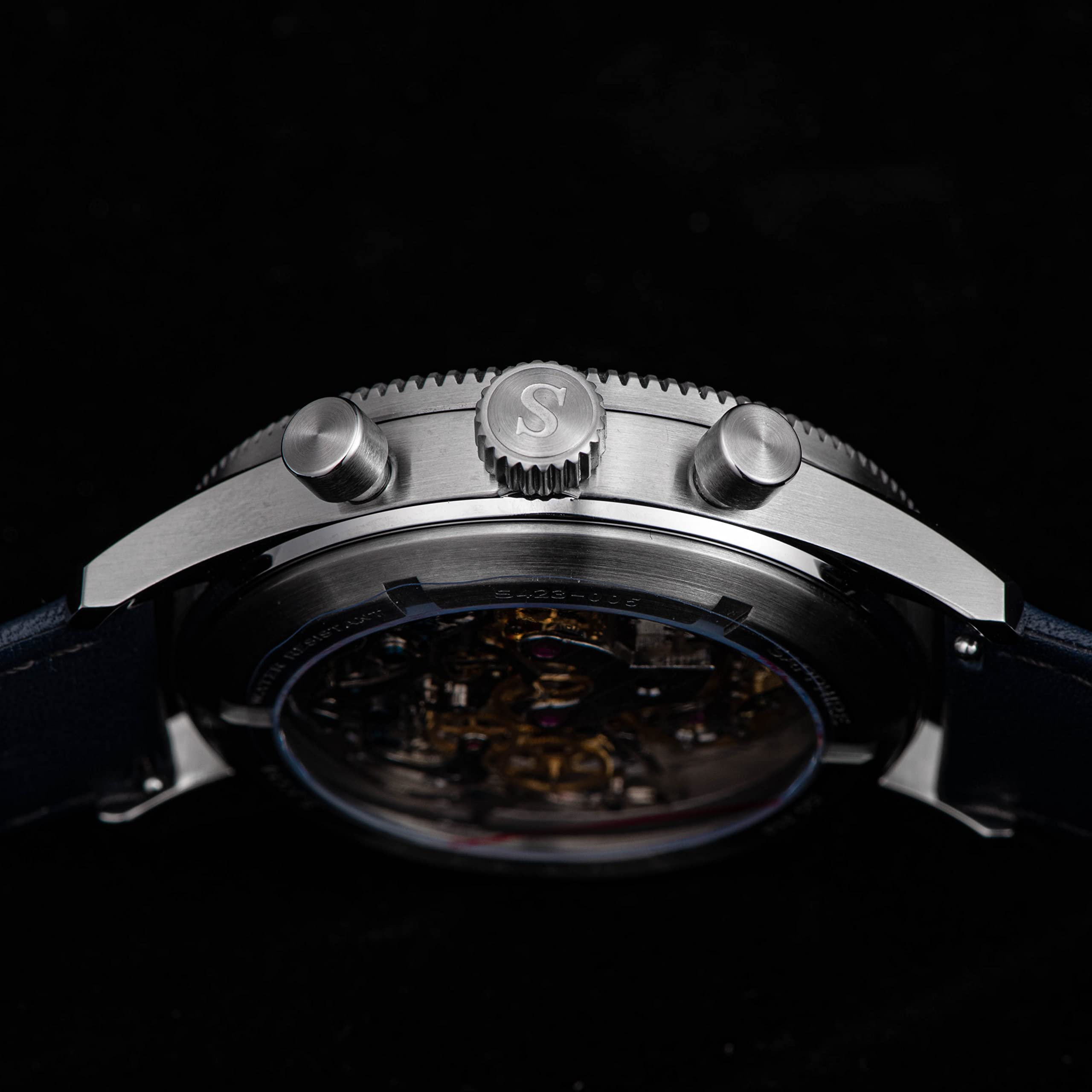Sugess S423.01.E Herren-Armbanduhr, 42 mm, Gold, SWAN-Hals, Chrono, Möwe, ST1901, Uhrwerk, Saphirkristall, 1963, silber