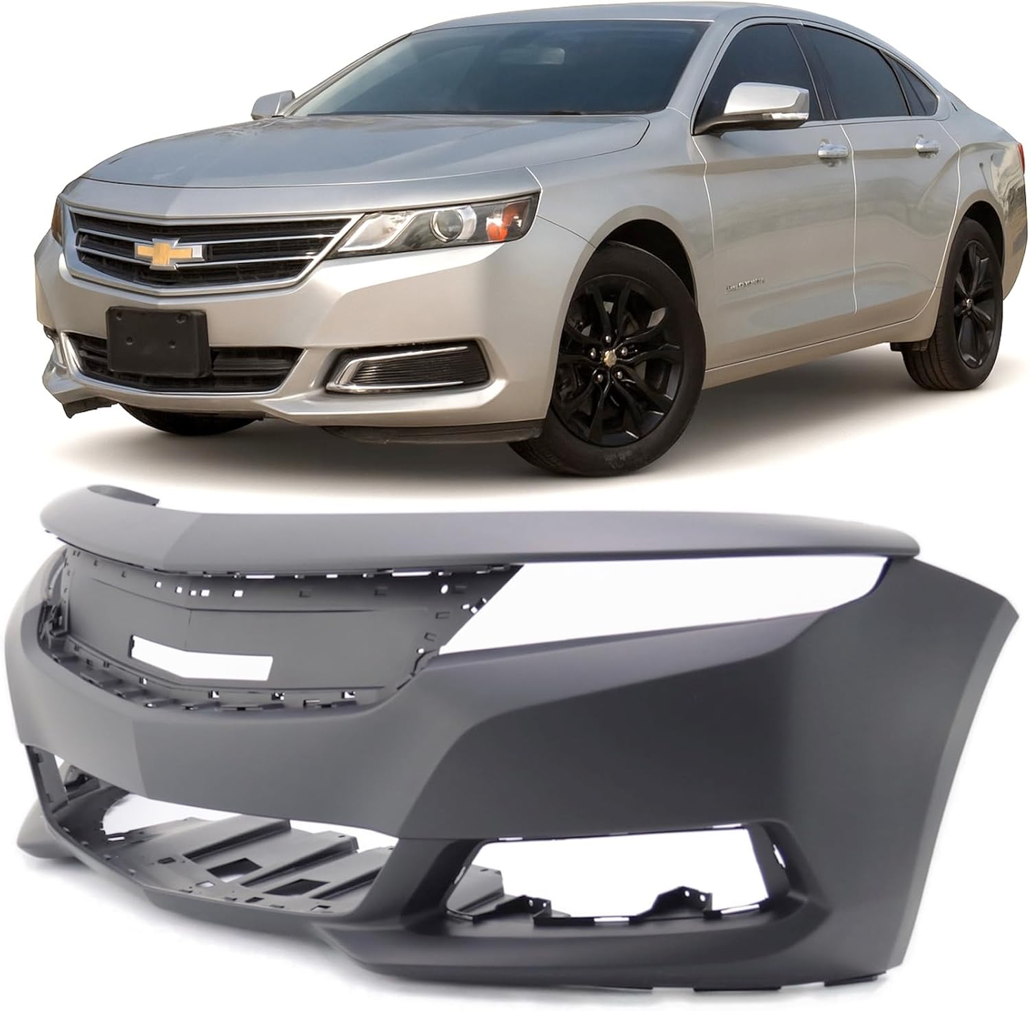 FitParts Compatible With Front Bumper Cover 2014-2019 Chevy Chevrolet Impala LS LT LTZ. New, Primed and Ready for Paint. With Fog Light Holes. GM1000946 22990032 2015 2016 2017 2018