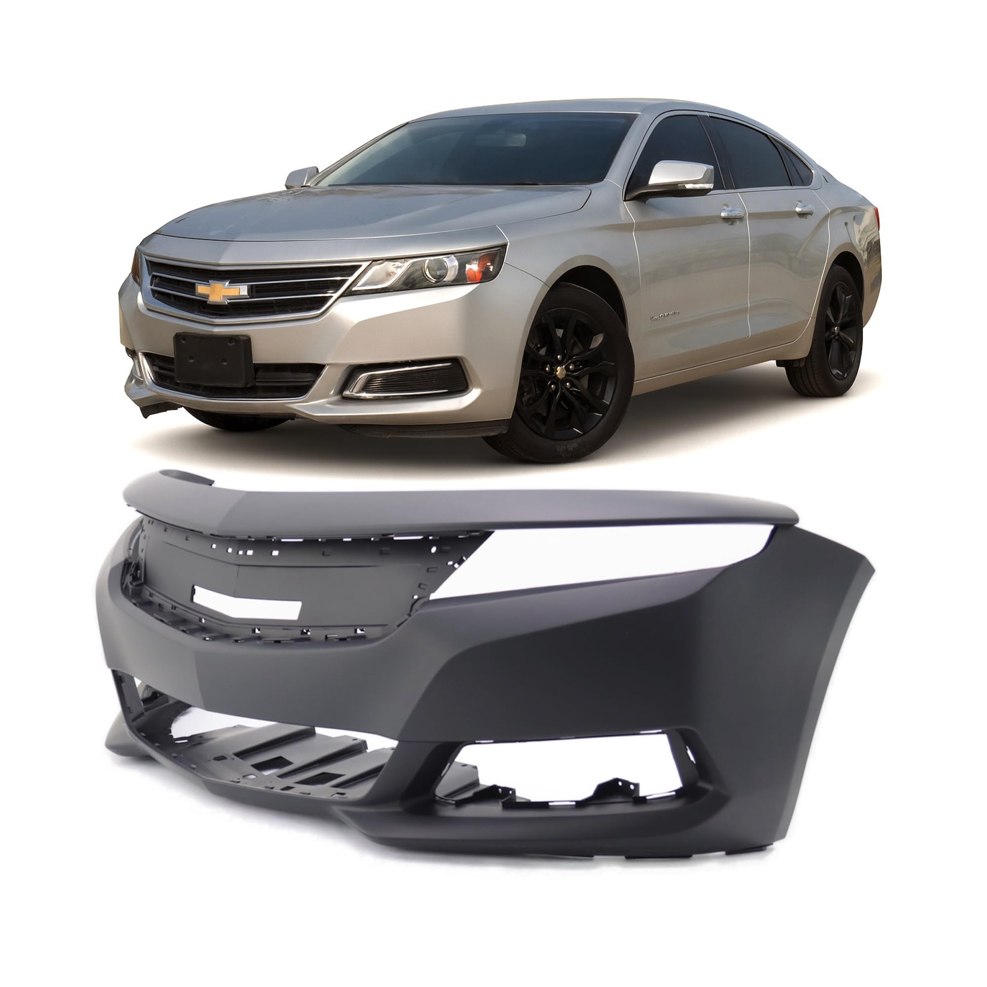 FitParts Compatible With Front Bumper Cover 2014-2019 Chevy Chevrolet Impala LS LT LTZ. New, Primed and Ready for Paint. With Fog Light Holes. GM1000946 22990032 2015 2016 2017 2018