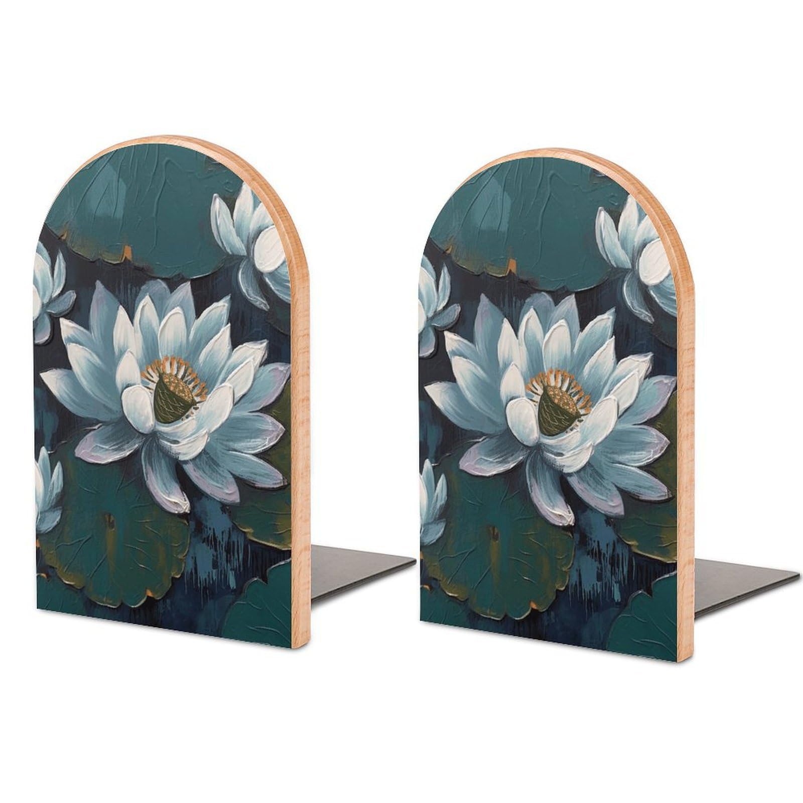 Serre-livres en bois peint à la main fleur 7,9x12,7 cm paires antidérapantes pour étagère