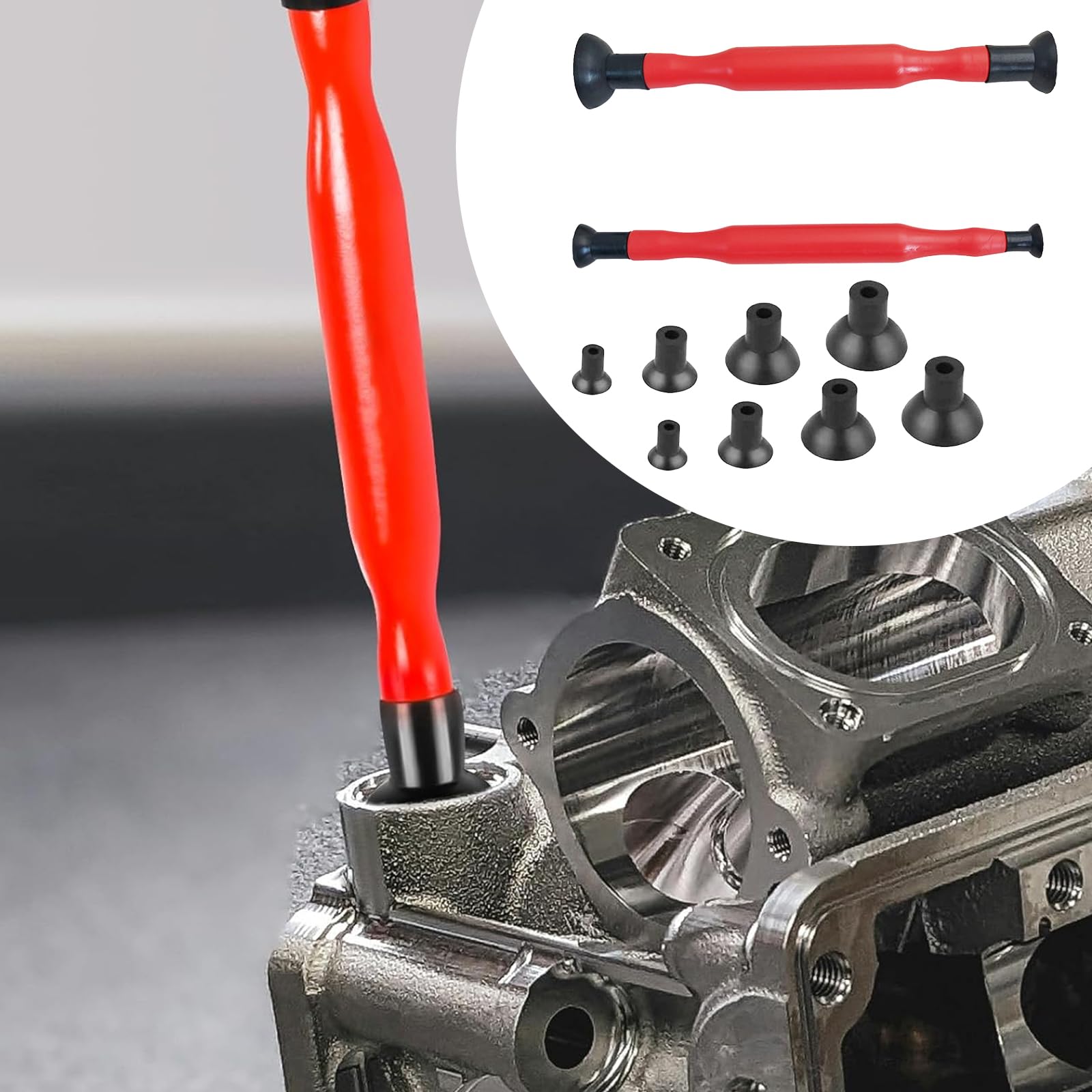 Kit usinage soupapes 2 pièces avec 8 ventouses, pâte à polir, tournevis, meulage & compresseur ressorts - Outil de réparation automobile professionnel d'entretien moteur