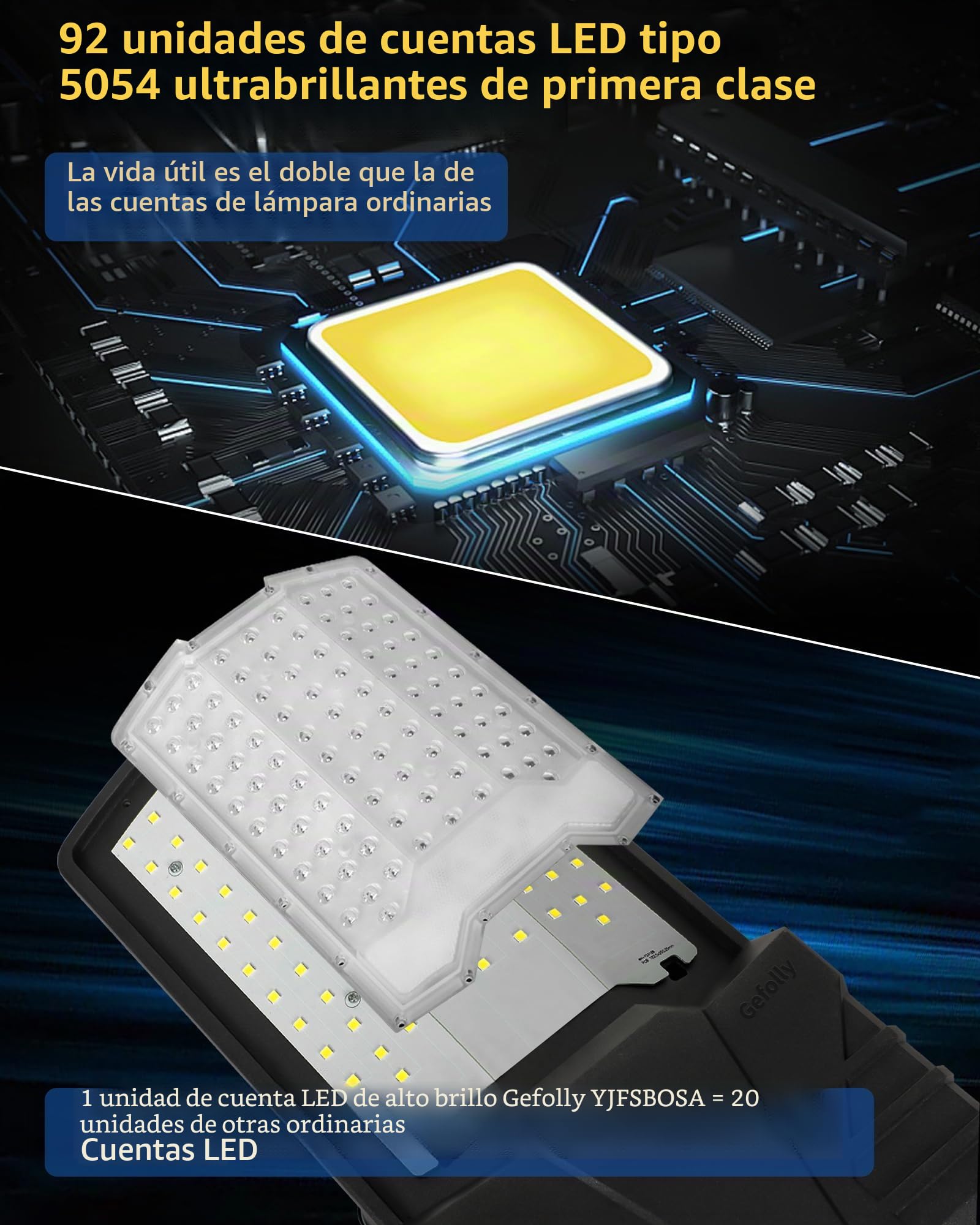 Gefolly SL-18000W Farolas Solares Exteriores, Focos Led Exterior Solares