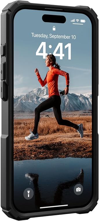 URBAN ARMOR GEAR UAG Designed for iPhone 15 Pro Case Plasma XTE Black/Orange, Built-in Magnet Compatible with MagSafe Charging & Kickstand Rugged Military Transparent Protective Cover
