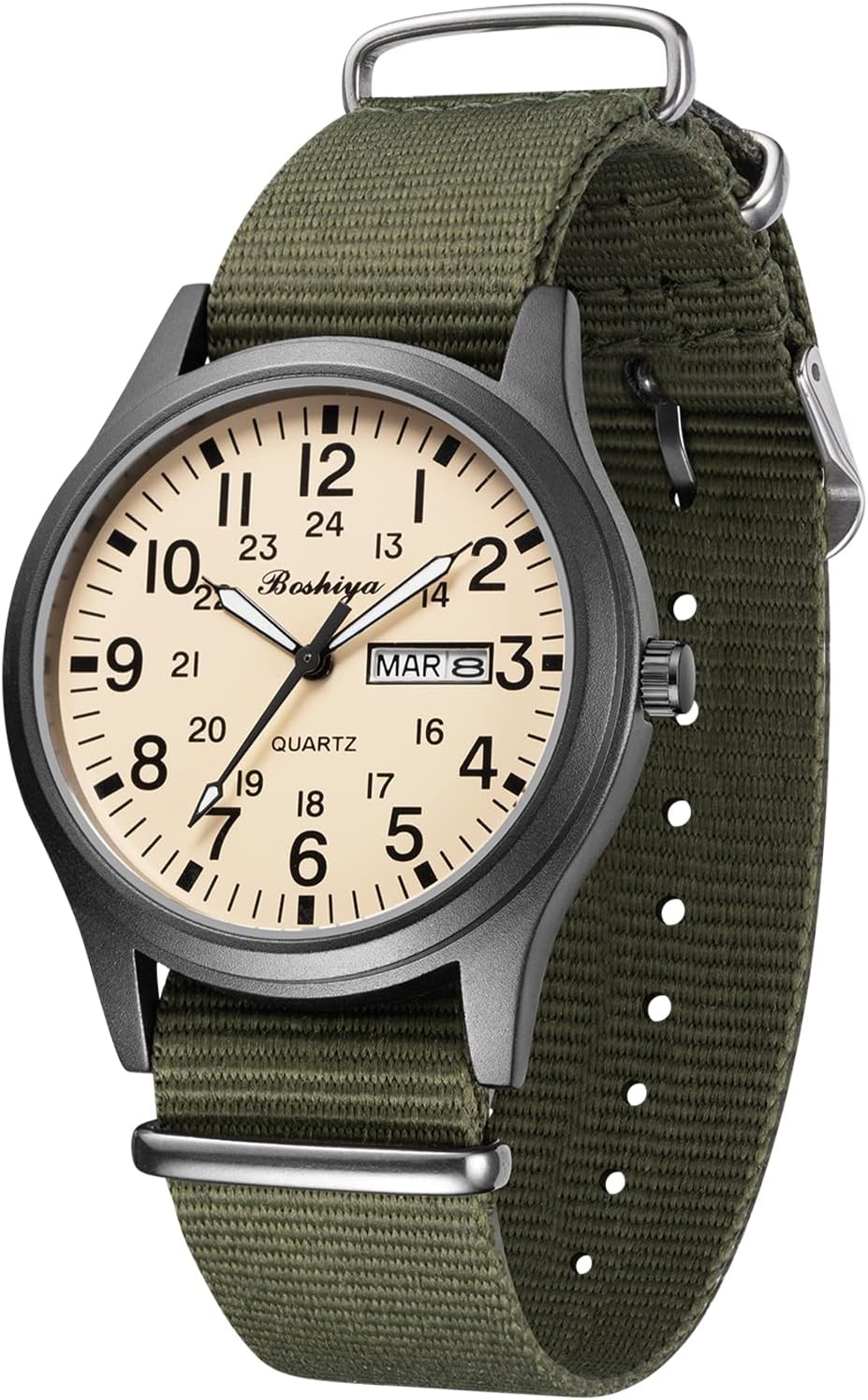 Men's Military Tactical Field Watches Outdoor Sports/Work Watch Waterproof Analogue Quartz Watches Minimalist Lightweight Nylon Watch - Imported Japanese Movement/40mm Waterproof/Date Display
