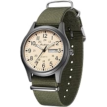 BOSHIYA Mens Military Tactical Field Watches Outdoor Sports/Work Watch Waterproof Analogue Quartz Watches Minimalist Lightweight Nylon Watch - Imported Japanese Movement/40mm Waterproof/Date Display