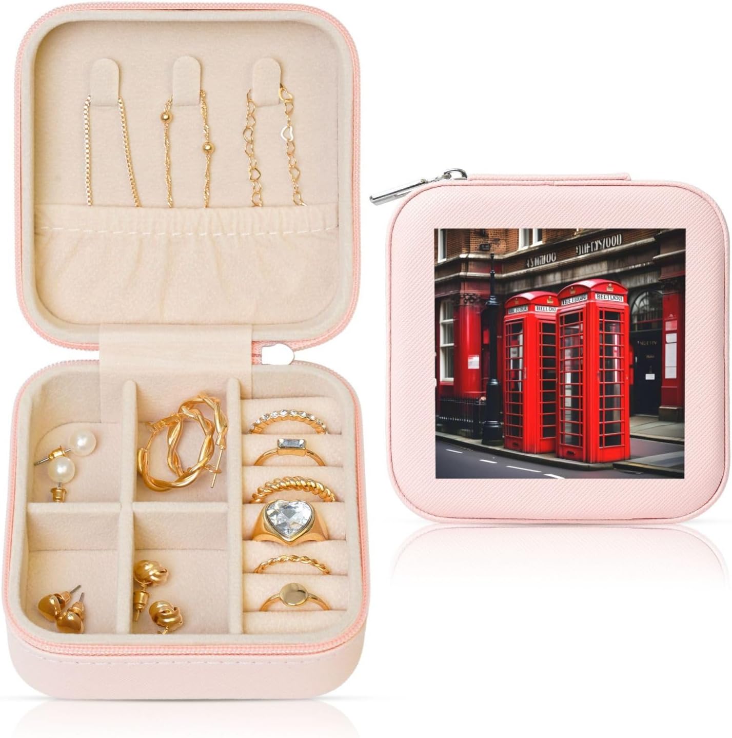 Phone Booth London Street Travel Jewelry Case Organizer for Men and Women - Premium and Stylish Engagement Ring Box