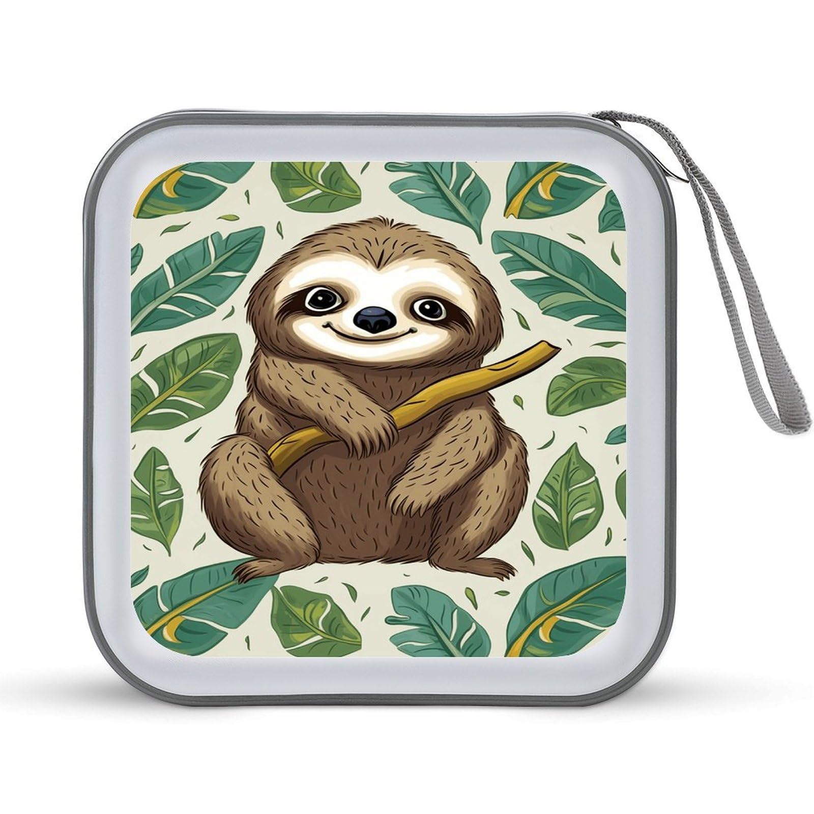 VstaDank Adorable Sloth CD Case with Hand Strap Lightweight DVD Wallet Holder 40 Capacity CD/DVD Case Wallet Protective CD Wallet CD/DVD Portable Storage Binder for Car Home Office