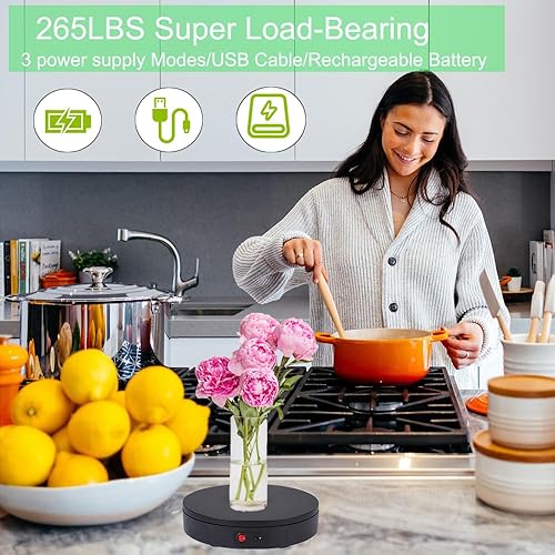 Miniatura 43 de JAYEGT Soporte de exhibición giratorio motorizado, carga de 330 libras, tocadiscos eléctricos giratorios de 360 grados para exhibición de productos