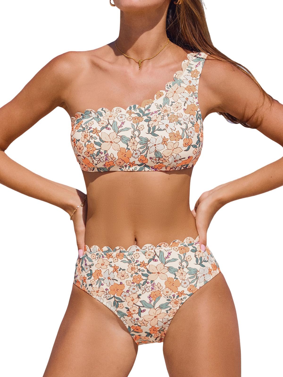 Bikini côtelé à col scoop et taille haute avec bande-Cupshe ance Bikini côtelé à col scoop et taille haute avec bande-Cupshe ance