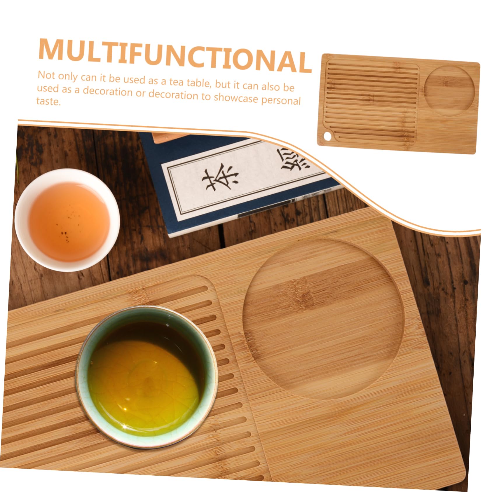 Bandeja Rectangular de Bambú Bandeja Decorativa para Servir Tazas de Té y Snacks Hogar