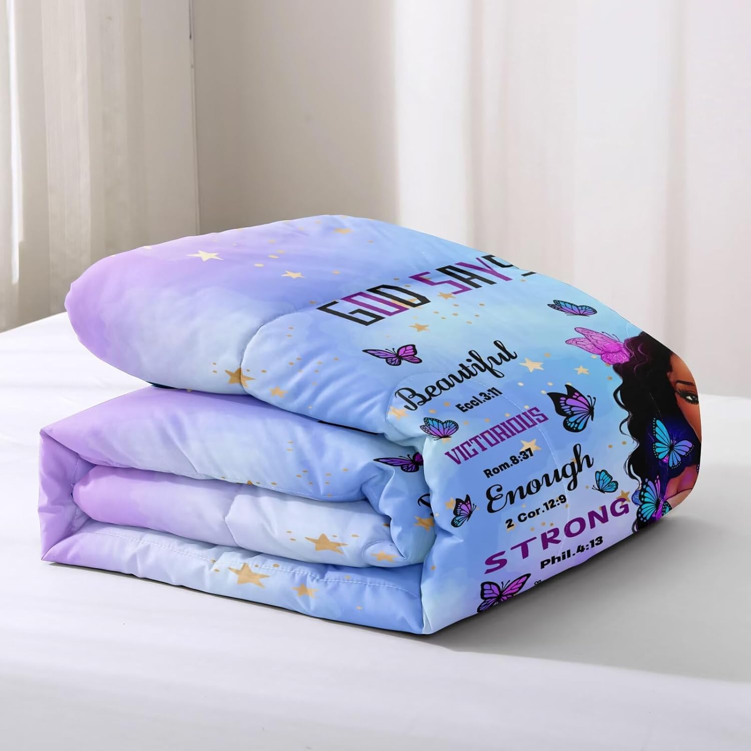 Black Girl Magic Comforter Set - Twin Size, African American Girl Inspirational Quotes Comforter Set with 2 Pillowcases - Image 6