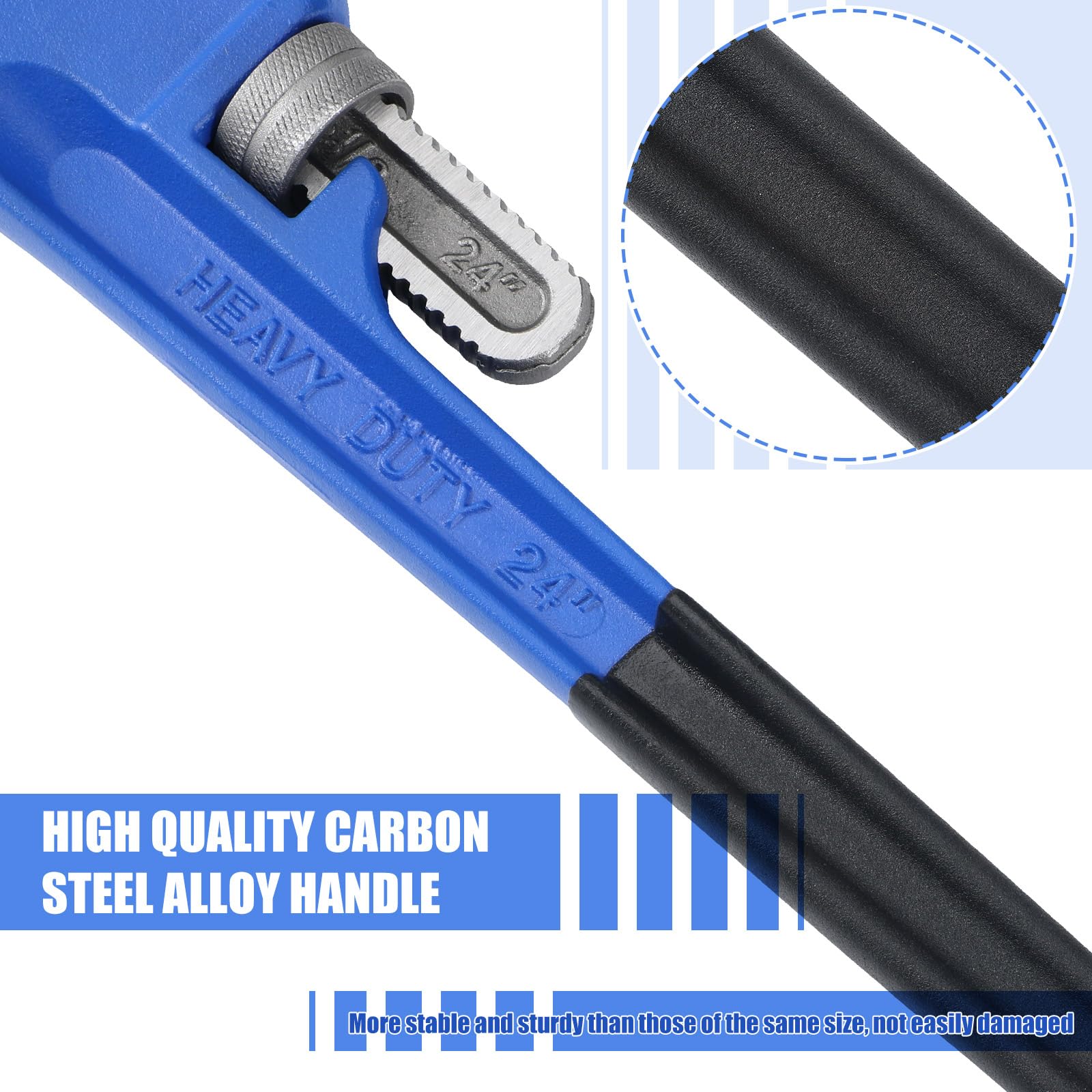 Gisafai 6 sztuk wytrzymałych aluminiowych prostych kluczy do rur zestaw 20 cm 25 cm 30 cm 35 cm 45 cm 61 cm regulowany zestaw kluczy hydraulicznych ze stali stopowej narzędzie hydrauliczne, niebieski