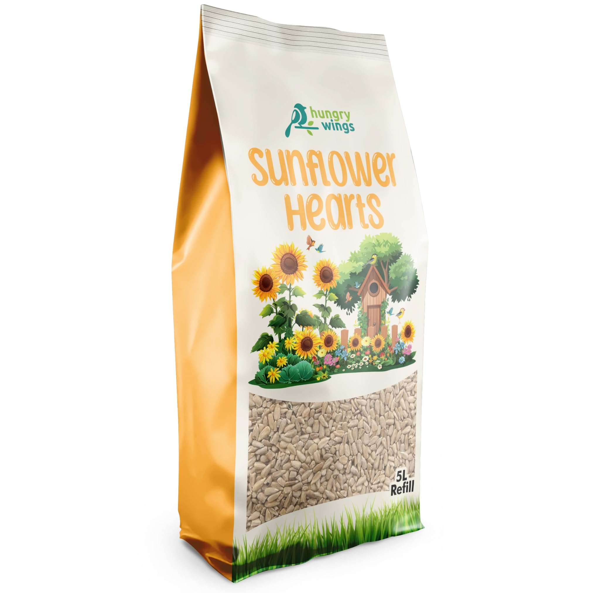 Premium Wild Bird Food 5L Refill, (5L Bag, Sunflower Hearts)
